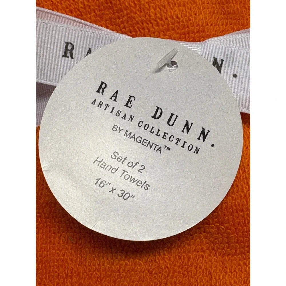 Rae Dunn Towels Kitchen Hand Set of 2 Orange Halloween Boo New